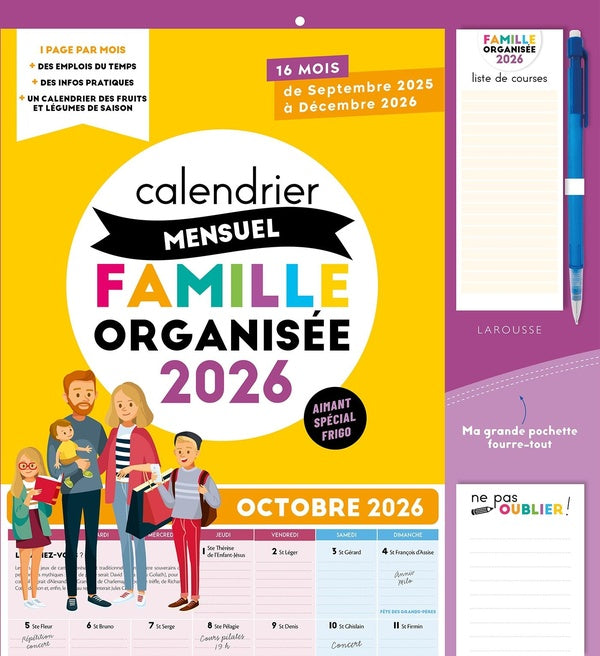 Calendrier mensuel Famille organisée (édition 2026)