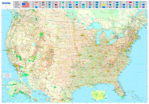 Cartes murales - carte usa (routiere - plastifie - sous gaine) - flash vidéo