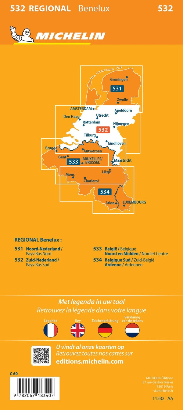 Carte regionale zuid-nederland / pays-bas sud