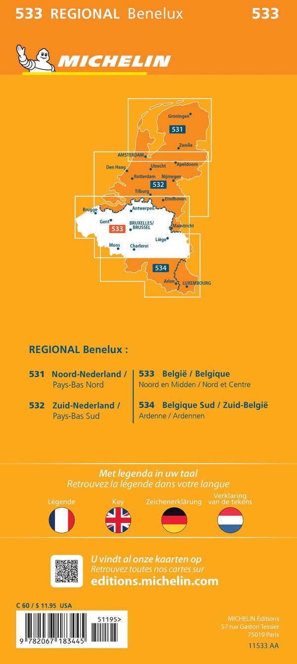 Carte regionale belgie/belgique - noord en midden / nord et centre