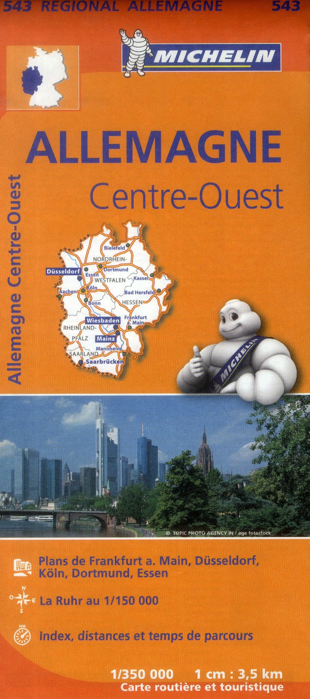 Carte regionale allemagne centre-ouest