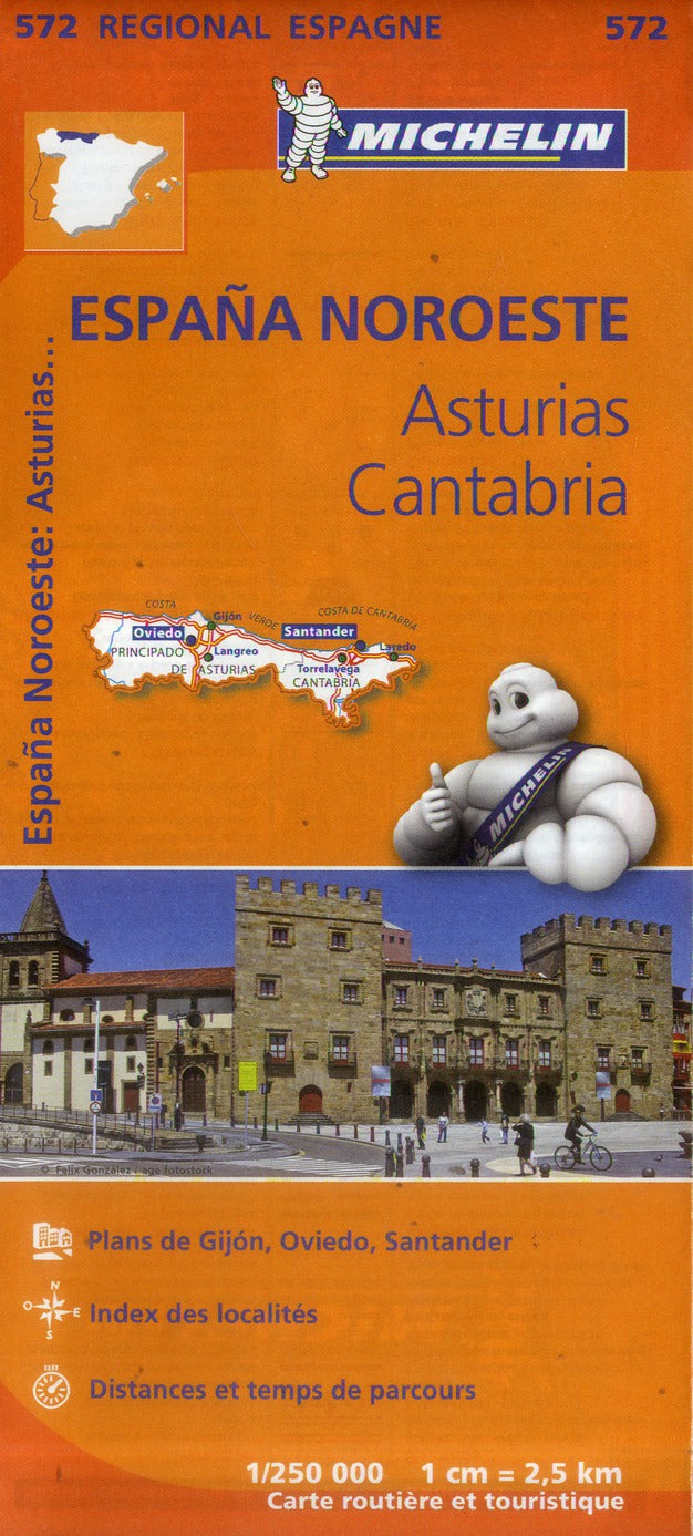 Carte regionale espagne nord-ouest : asturias cantabria