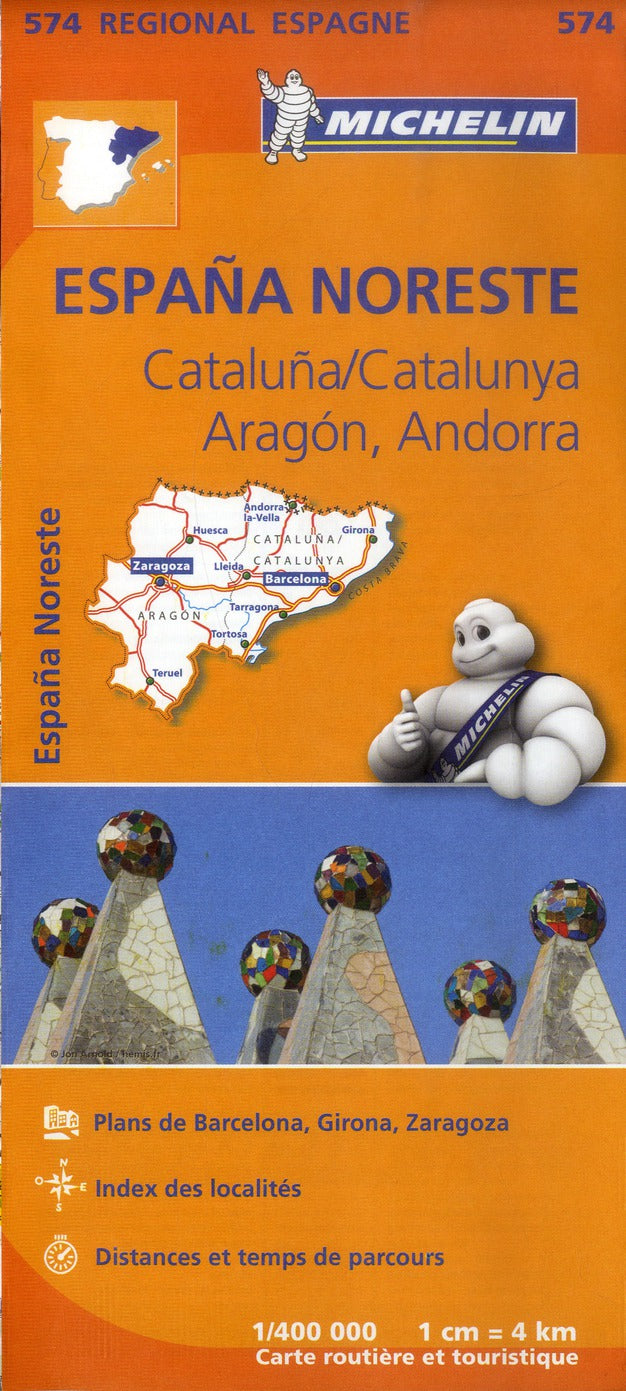 Carte regionale espagne nord-est : cataluna / catalunya, aragon, andorra