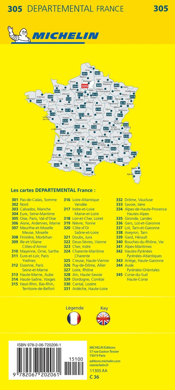 Cartes départementales n.305 : Oise, Paris, Val d'Oise
