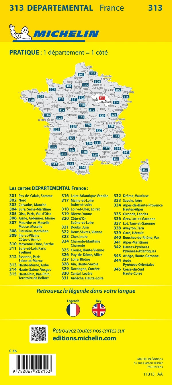 Cartes départementales n.313 : Aube, Haute-Marne
