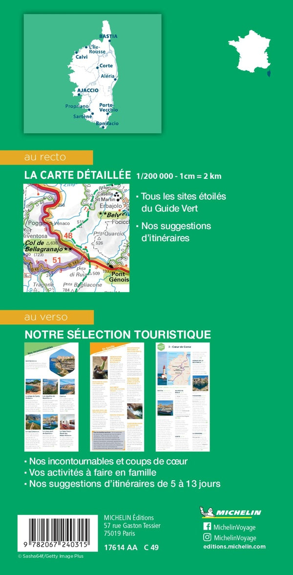 Carte routière touristique ; Corse