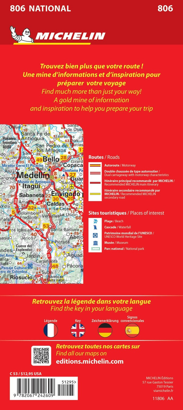 Carte nationale colombie / colombia