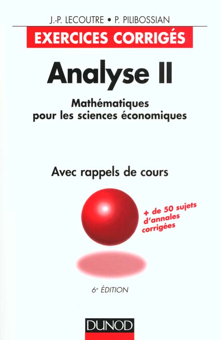 Analyse t.2 ; mats pour sciences economiques ; exercices corriges