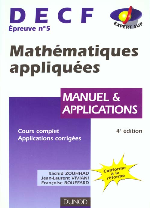 Mathematiques appliquees a la gestion decf n.5; manuel et applications
