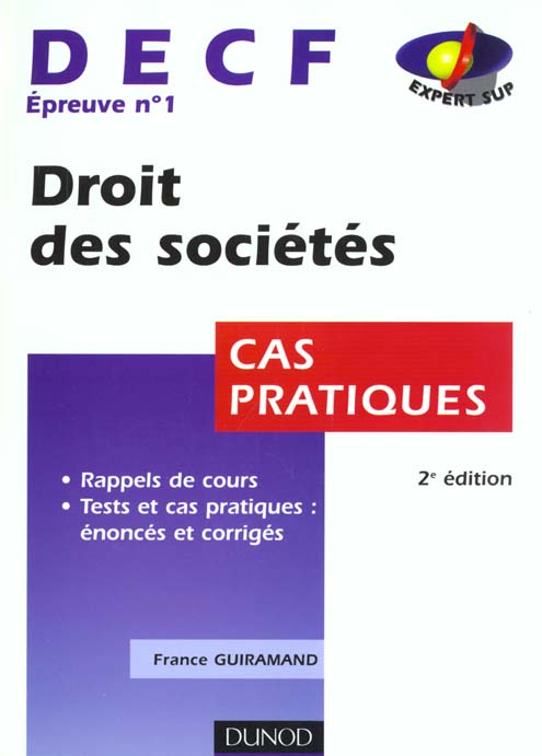 Droit des sociétés DECF N°1 ; cas pratiques, 2ème édition