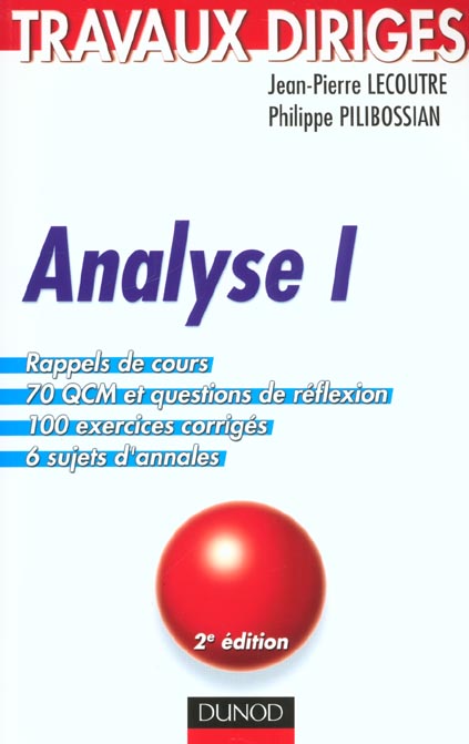 Analyse 1 ; td ; 2e edition