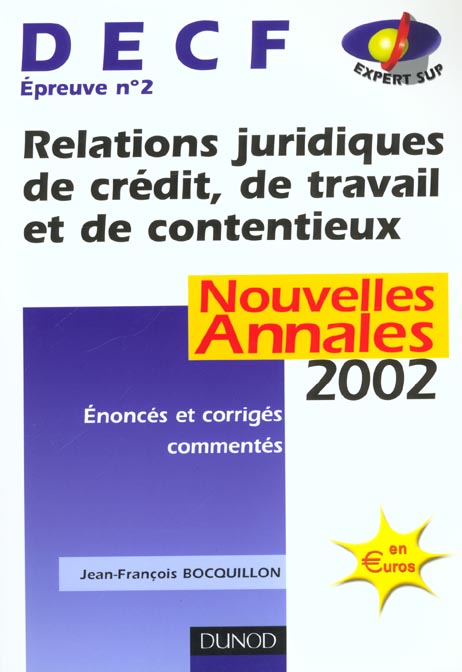 Relations juridiques ; decf 2 ; annales ; edition 2002