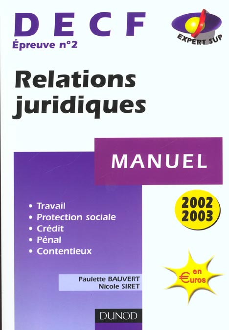 Decf 2 ; relations juridiques 2002-2003 ; manuel ; 7e edition