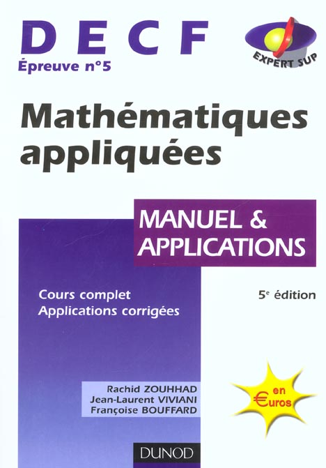 Decf epreuve 5 ; mathematiques appliquees ; manuel et applications ; 5e edition