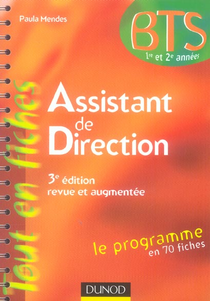 Bts assistant de direction - 3eme edition - le programme en 70 fiches