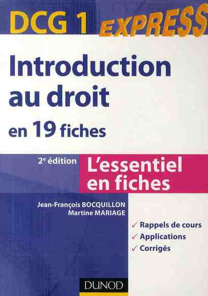 DCG 1 ; introduction au droit en 19 fiches (2e édition)