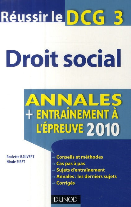 Réussir le DCG 3 ; droit social (édition 2010)