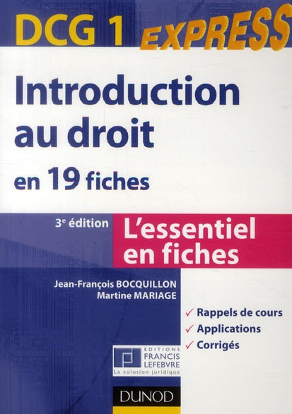 DCG 1 express ; introduction au droit en 19 fiches (3e édition)