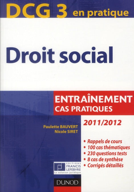 DCG 3 ; droit social ; entraînement, cas pratiques (4e édition)