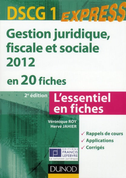 DSCG 1 ; gestion juridique, sociale, fiscale en 20 fiches (2e édition)