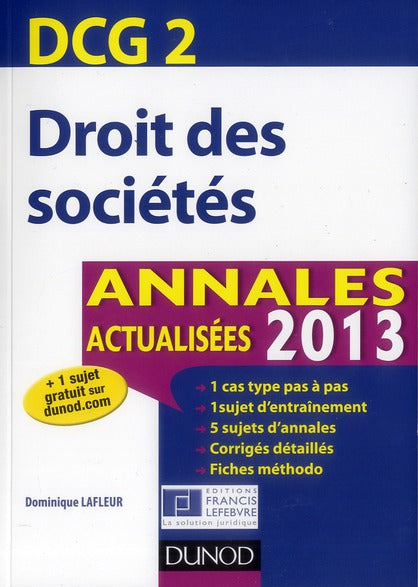 DCG 2 ; droit des sociétés ; annales actualisées (édition 2013)