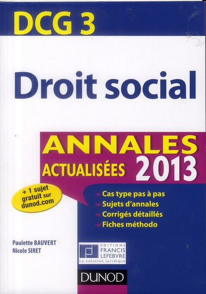 DCG 3 ; droit social ; annales actualisées (édition 2013)