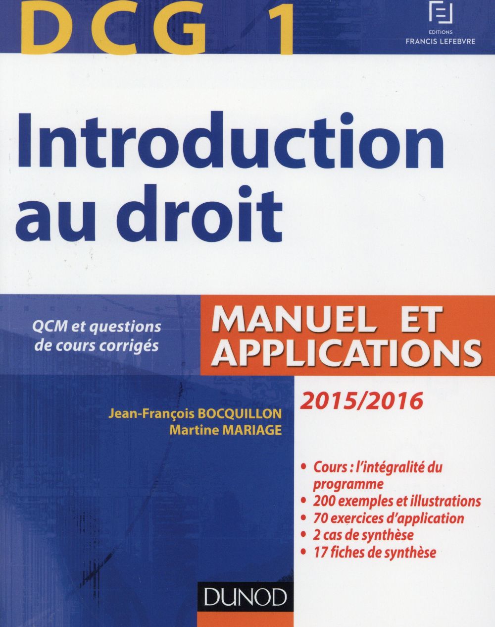 Dcg 1 ; introduction au droit (édition 2015/2016)