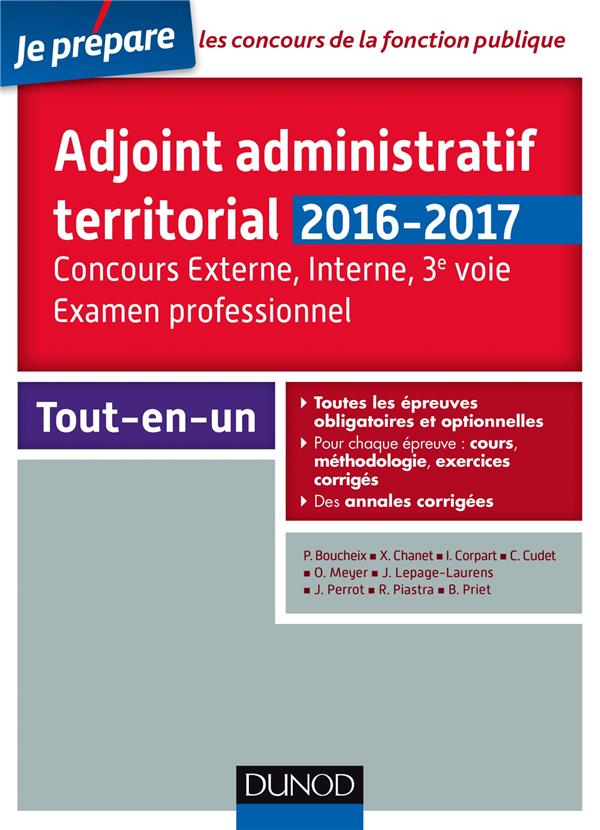 Je prépare : adjoint administratif territorial ; concours et examen professionnel (2e édition)