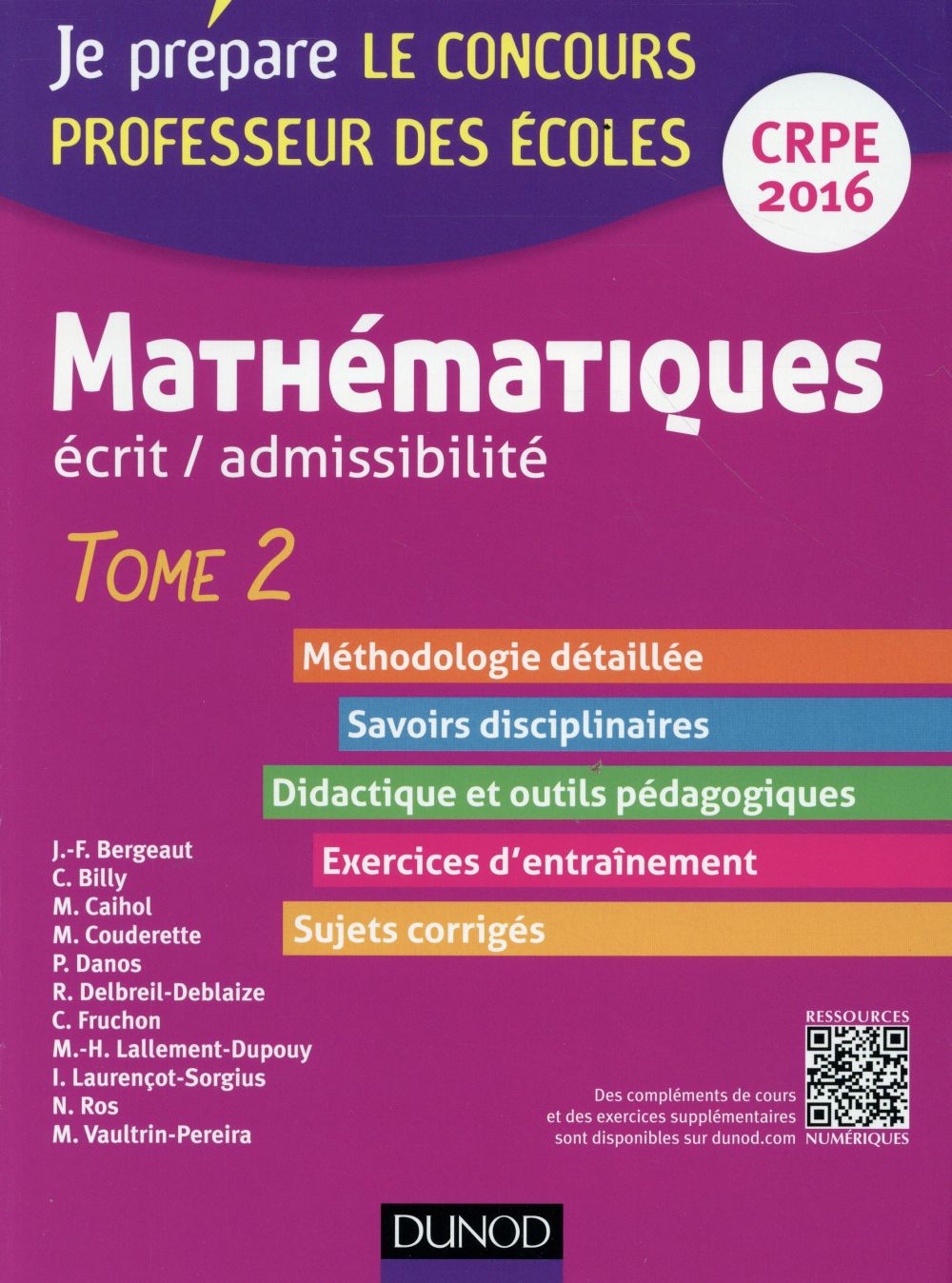 Je prépare : mathématiques Tome 2 ; professeur des écoles ; écrit d'admissibilté ; CRPE 2016 (4e édition)