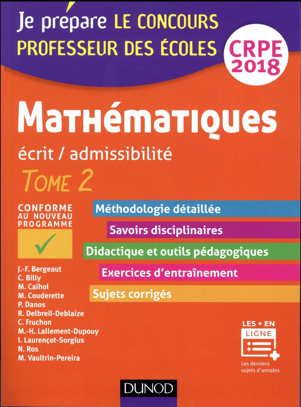 Je prépare : mathématiques ; professeur des écoles ; écrit / admissibilité ; CRPE Tome 2 (édition 2018)