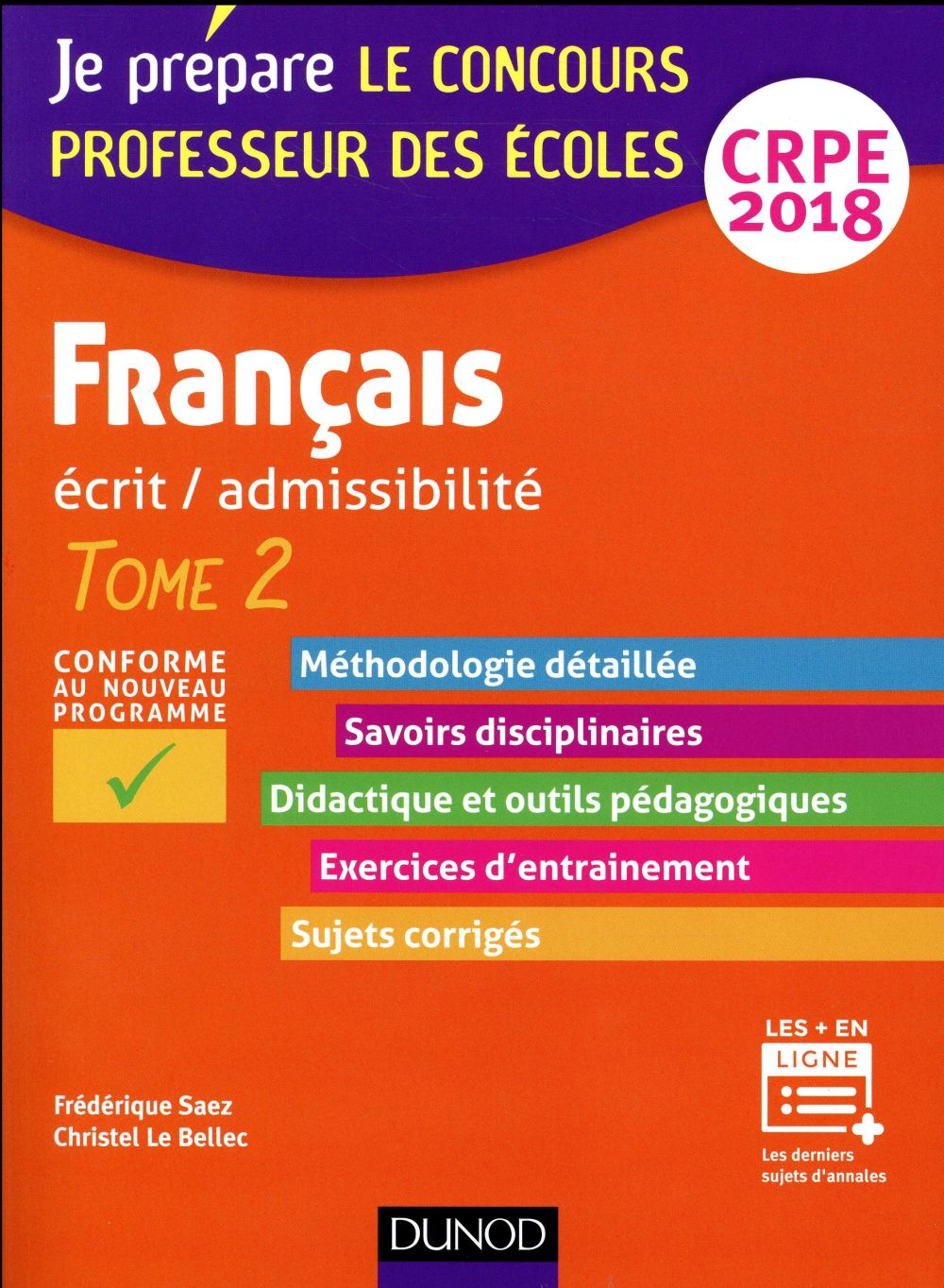 Je prépare : français ; professeur des écoles ; écrit / admissibilité ; CRPE  Tome 2 (édition 2018)