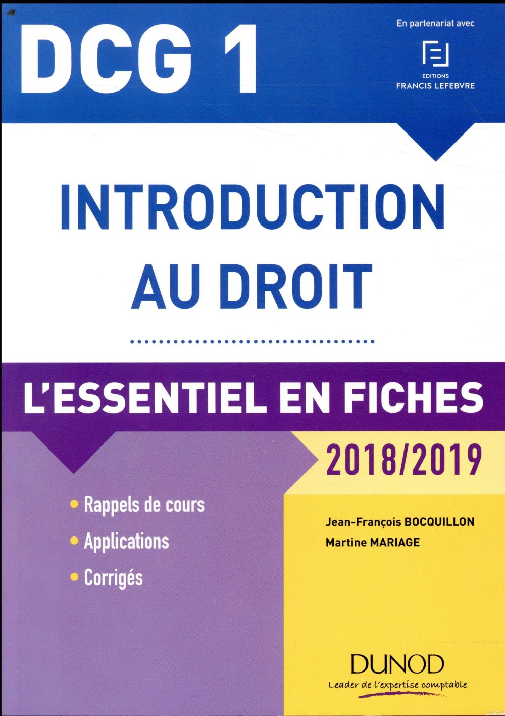 DCG 1 - introduction au droit ; l'essentiel en fiches (édition 2018/2019)