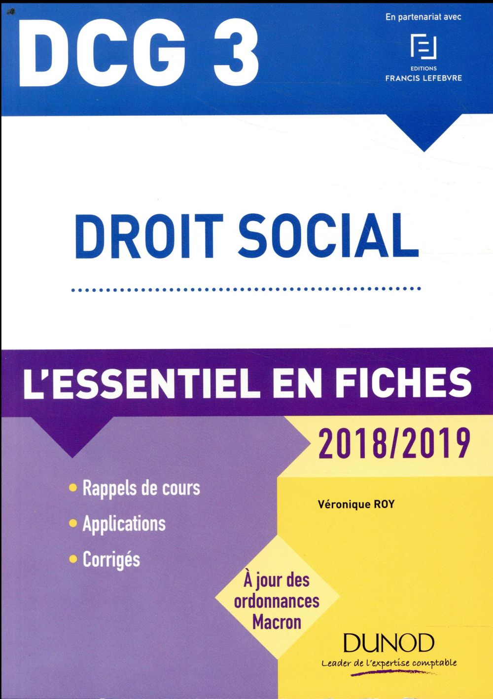 DCG 3 - droit social ; l'essentiel en fiches (édition 2018/2019)