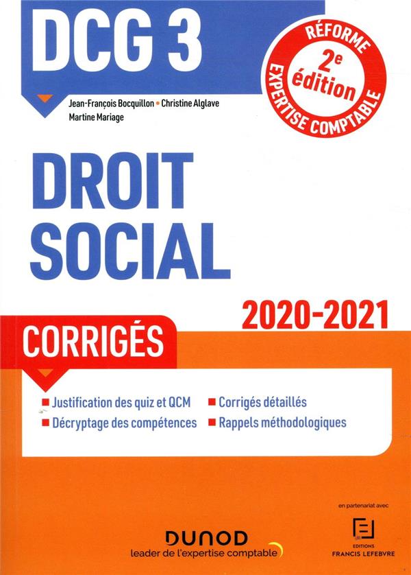 Dcg 3 - droit social - dcg 3 droit social - corriges - 2020-2021 (édition 2020/2021)