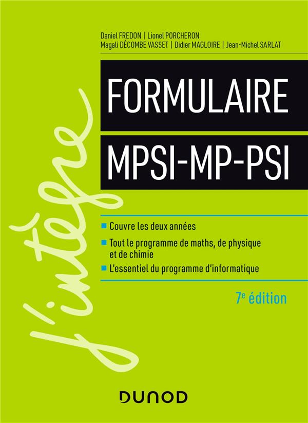 Le formulaire MPSI-MP-PSI (7e édition)