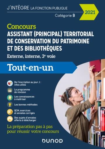 Concours assistant (principal) territorial de conservation du patrimoine et des bibliothèques ; externe, interne, 3e voie ; tout-en-un (édition 2021)
