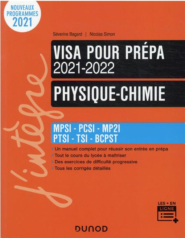 Physique-chimie ; visa pour la prépa ; MPSI-PCSI-MPII-PTSI-BCPST (édition 2021/2022)