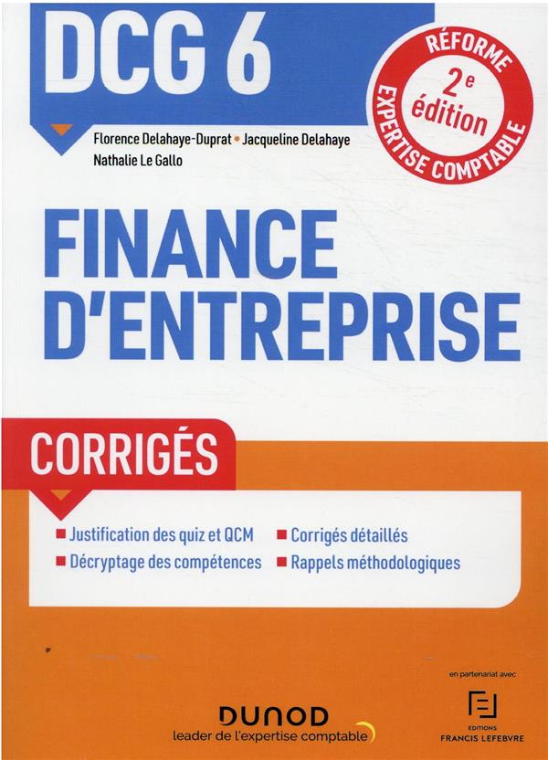 DCG 6 : finance d'entreprise ; corrigés (2e édition)
