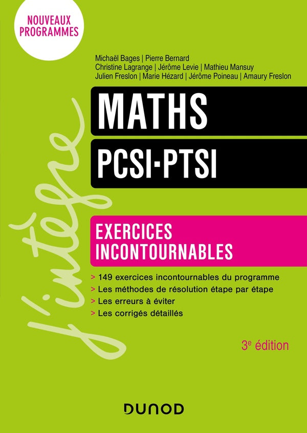 Maths ; PCSI-PTSI ; exercices incontournables (3e édition)