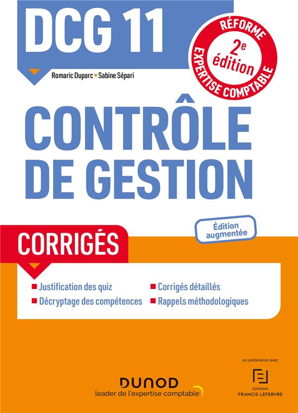 DCG 11 : contrôle de gestion ; corrigés (2e édition)