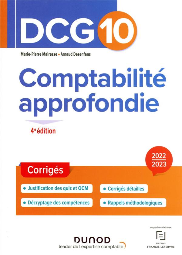 DCG 10 : comptabilité approfondie ; corrigés (édition 2022/2023)