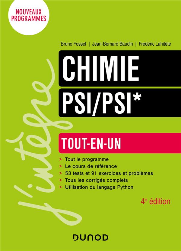 Chimie ; PSI/PSI* ; tout-en-un (4e édition)