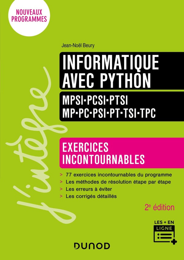 Informatique avec Python ; MPSI-PCSI-PTSI-MP-PC-PSI-PT-TSI-TPC ; exercices incontournables