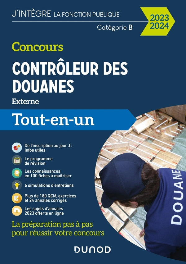 Concours contrôleur des douanes ; catégorie B, externe ; tout-en-un (édition 2023/2024)