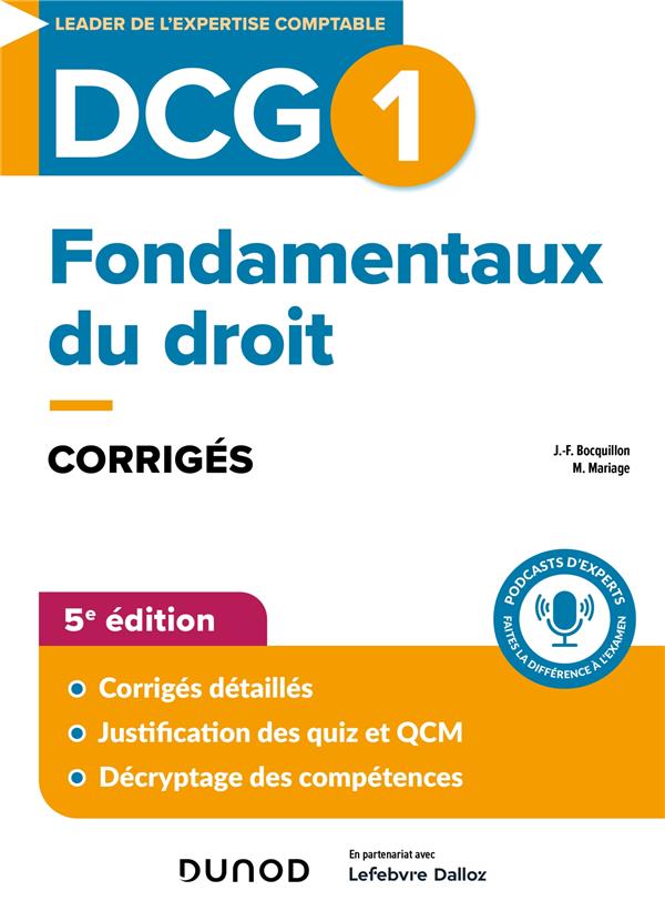 DCG 1 : Fondamentaux du droit ; Corrigés (édition 2024/2025)