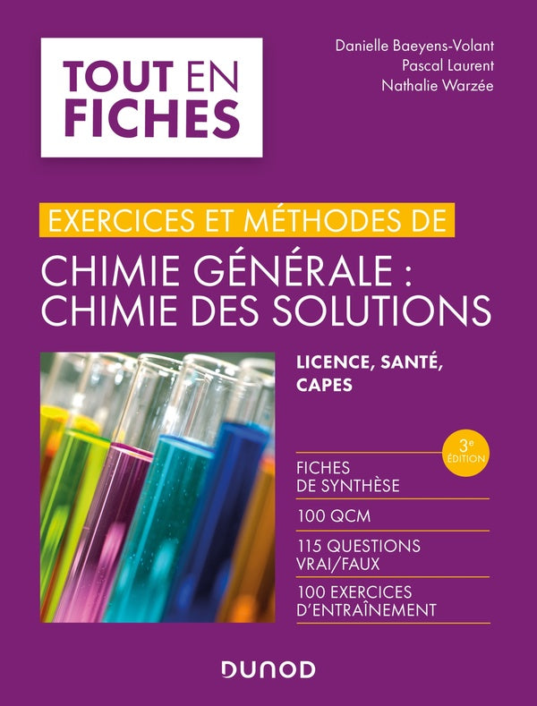 Exercices et méthodes de chimie générale : Chimie des solutions (3e édition)