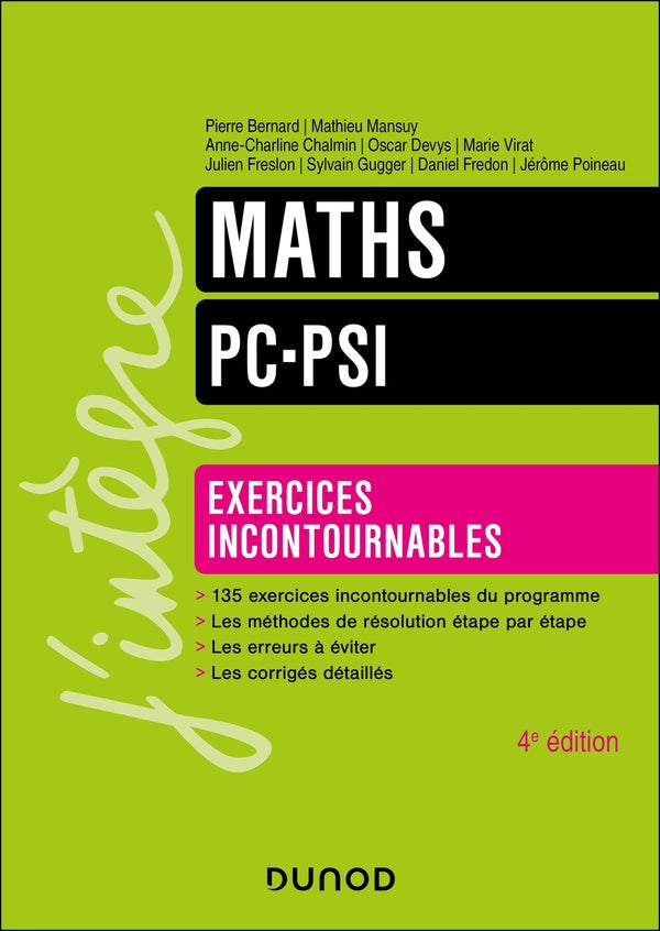 Maths ; PC-PSI ; Exercices incontournables (4e édition)