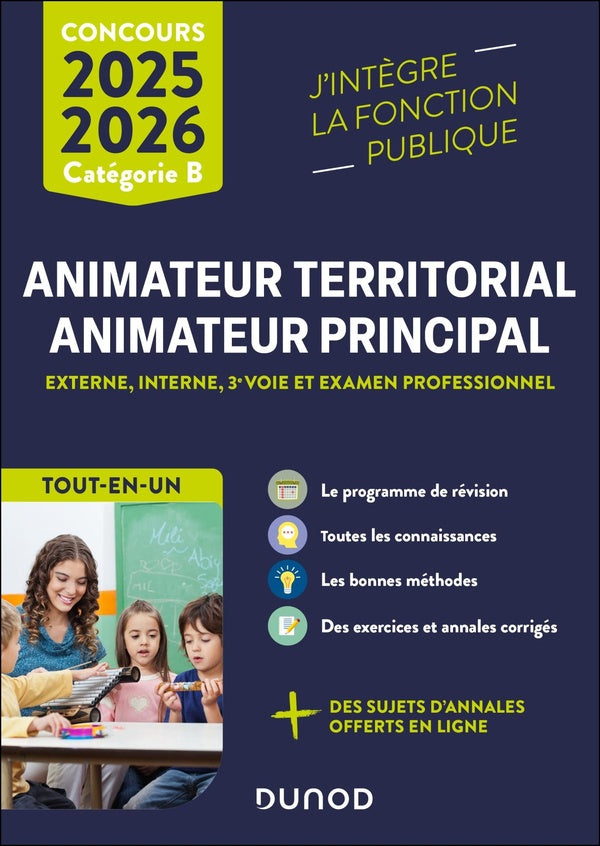 Concours Animateur territorial, animateur principal ; Externe, interne, 3e voie et examen professionnel ; Catégorie B ; Tout-en-un (édition 2025/2026)