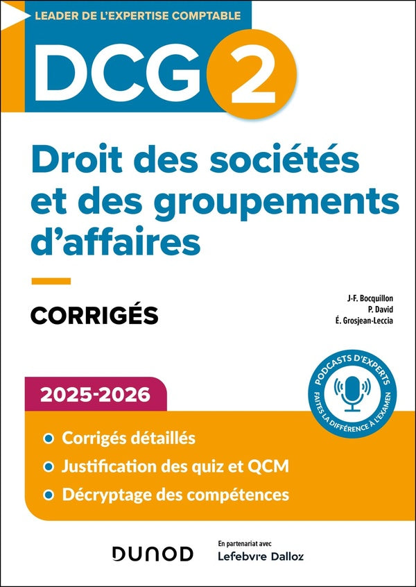 DCG 2 : Droit des sociétés et des groupements d'affaires ; Corrigés (édition 2025/2026)