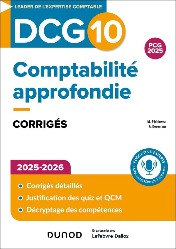 DCG 10 : Comptabilité approfondie ; Corrigés (édition 2025/2026)
